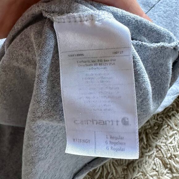 Vintage Carhartt Gray Long Sleeve Pocket Tee Button Up Logo Men’s Size L - Picture 7 of 8